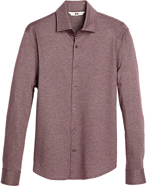 Joseph Abboud Modern Fit Knit Sport Shirt, Burgundy Houndstooth 3 Joseph Abboud Modern Fit Knit Sport Shirt, Burgundy Houndstooth