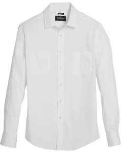 Awearness Kenneth Cole Slim Fit Military Sport Shirt, Bright White