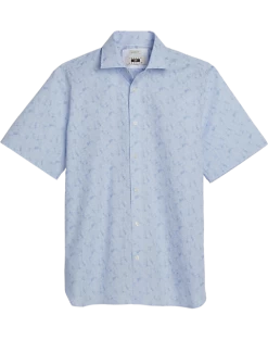 Joseph Abboud Modern Fit Spread Collar Sport Shirt, Light Blue Mini Floral