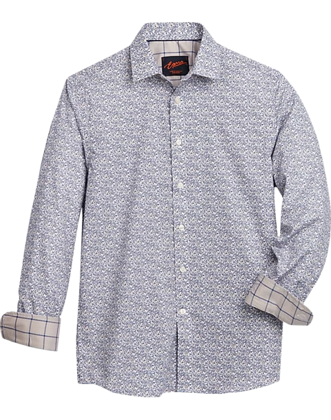 Egara Slim Fit Spread Collar Sport Shirt, Navy Berries 3 Egara Slim Fit Spread Collar Sport Shirt, Navy Berries