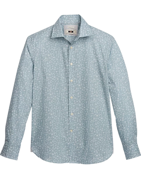 Joseph Abboud Modern Fit Sport Shirt, Teal Fossil Leaf 3 Joseph Abboud Modern Fit Sport Shirt, Teal Fossil Leaf