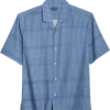 Haggar Modern Fit Short Sleeve Micropoly Camp Shirt, Navy Waves -Men Clothing Shop MW40 6MRV 14 HAGGAR BLUE MAIN