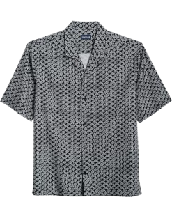 Haggar Modern Fit Short Sleeve Camp Shirt, Black Turtles