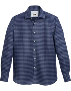 Joseph Abboud Modern Fit Linen Blend Shirt, Navy Gingham