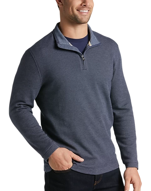 Joseph Abboud Modern Fit Textured Knit 1/4 Zip Sweater, Navy 3 Joseph Abboud Modern Fit Textured Knit 1/4 Zip Sweater, Navy