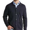Joseph Abboud Modern Fit Spread Collar Knit Cardigan, Navy