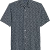 Haggar Modern Fit Short Sleeve Pique Sport Shirt, Dark Blue -Men Clothing Shop MW40 6MUZ 26 HAGGAR DK BLUE MAIN