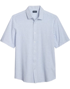Haggar Modern Fit Short Sleeve Pique Sport Shirt, Light Blue