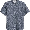 Joseph Abboud Modern Fit Short Sleeve Sport Shirt, Navy Fossil Leaf 1 Joseph Abboud Modern Fit Short Sleeve Sport Shirt, Navy Fossil Leaf -Men Clothing Shop MW40 6MVR 01 JOSEPH ABBOUD NAVY MAIN