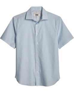Joseph Abboud Modern Fit Short Sleeve Sport Shirt, Light Blue Leaf