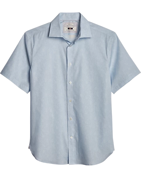 Joseph Abboud Modern Fit Short Sleeve Sport Shirt, Light Blue Leaf 3 Joseph Abboud Modern Fit Short Sleeve Sport Shirt, Light Blue Leaf