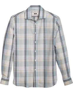 Joseph Abboud Modern Fit Sport Shirt Light Blue Madras Plaid