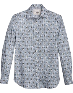 Joseph Abboud Modern Fit Sport Shirt, Blue Paisley Mosaic