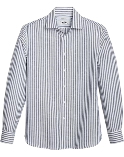 Joseph Abboud Modern Fit Sport Shirt, Navy Stripe