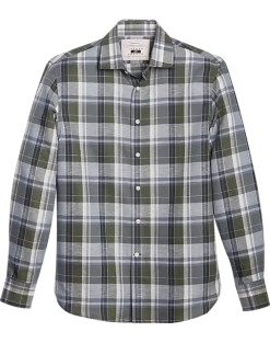 Joseph Abboud Modern Fit Sport Shirt Olive Madras Plaid