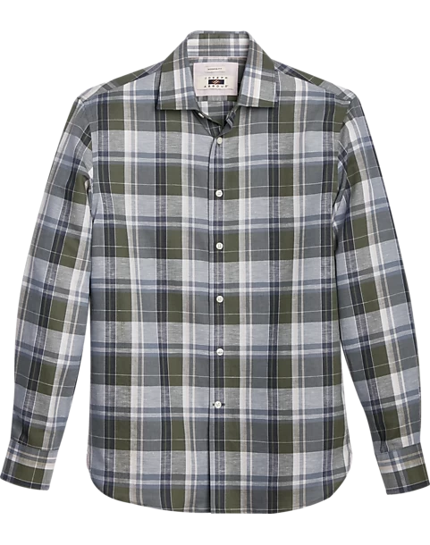 Joseph Abboud Modern Fit Sport Shirt Olive Madras Plaid 3 Joseph Abboud Modern Fit Sport Shirt Olive Madras Plaid