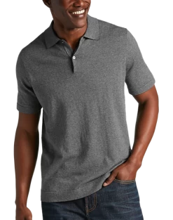 Joseph Abboud Modern Fit Sweater Polo, Heathered Gray