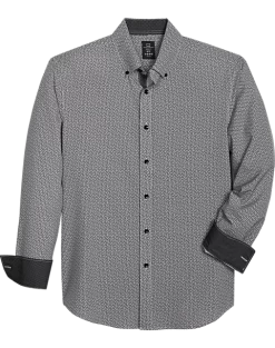 Michael Strahan Four-Way Stretch Modern Fit Sport Shirt, Black Geo-Pinwheel