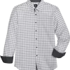 Michael Strahan Four-Way Stretch Modern Fit Sport Shirt, White Windowpane Plaid -Men Clothing Shop MW40 6MWT 10 MICHAEL STRAHAN WHITE MAIN