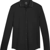 Michael Strahan Modern Fit Popcorn Knit Sport Shirt, Black -Men Clothing Shop MW40 6MWX 02 MICHAEL STRAHAN BLACK MAIN