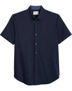 Con.Struct Slim Fit Short Sleeve Sport Shirt Navy