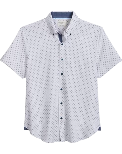 Con.Struct Slim Fit Short Sleeve Sport Shirt White & Black Paw Prints