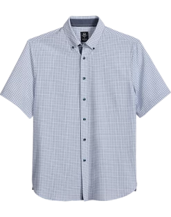 Michael Strahan Modern Fit Short Sleeve Sport Shirt, Square Dot White