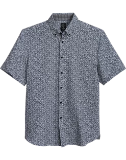 Michael Strahan Four-Way Modern Fit Button Down Collar Sport Shirt, Gray Floral