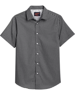 Egara Slim Fit Sport Shirt, Black Tile Print