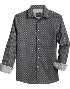 Egara Slim Fit Sport Shirt, Black Cat Eye Print