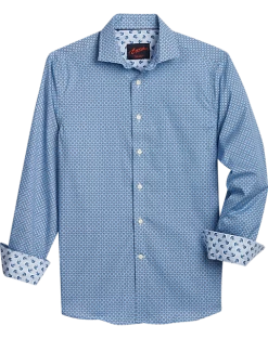 Egara Slim Fit Sport Shirt, Navy Blue Medallion