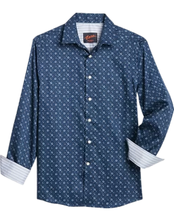 Egara Slim Fit Sport Shirt, Navy Hibiscus Print