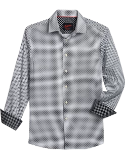 Egara Slim Fit Sport Shirt, Black Mini Geo