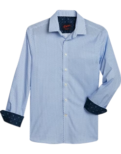 Egara Slim Fit Sport Shirt, Blue Daisy Dot