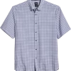 Michael Strahan Modern Fit 4-Way Stretch Short Sleeve Sport Shirt, Blue & White Check 2 Michael Strahan Modern Fit 4-Way Stretch Short Sleeve Sport Shirt, Blue & White Check -Men Clothing Shop MW40 6N0U 10 MICHAEL STRAHAN WHITE MAIN
