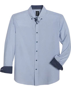 Michael Strahan Modern Fit Four-Way Stretch Sport Shirt, White Mini Diamond