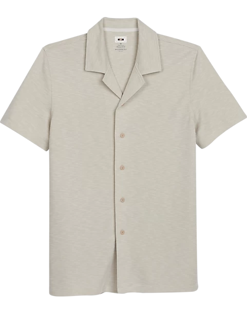 Joseph Abboud Modern Fit Short Sleeve Camp Shirt, Tan 3 Joseph Abboud Modern Fit Short Sleeve Camp Shirt, Tan