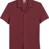 Joseph Abboud Modern Fit Short Sleeve Camp Shirt, Brick Red