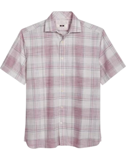 Joseph Abboud Modern Fit Sport Shirt, Burgundy Plaid