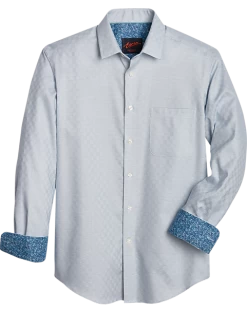 Egara Slim Fit Sport Shirt, Teal Parquet Check