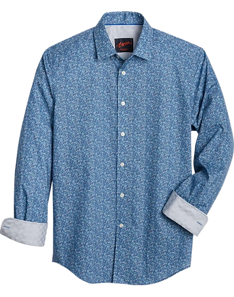 Egara Slim Fit Sport Shirt, Blue Floral 3 Egara Slim Fit Sport Shirt, Blue Floral