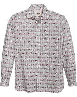 Joseph Abboud Modern Fit Sport Shirt, Burgundy Paisley Tile