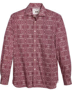 Joseph Abboud Modern Fit Sport Shirt, Burgundy Brocade