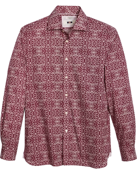 Joseph Abboud Modern Fit Sport Shirt, Burgundy Brocade 3 Joseph Abboud Modern Fit Sport Shirt, Burgundy Brocade
