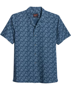 Egara Slim Fit Short Sleeve Sport Shirt, Navy Fern