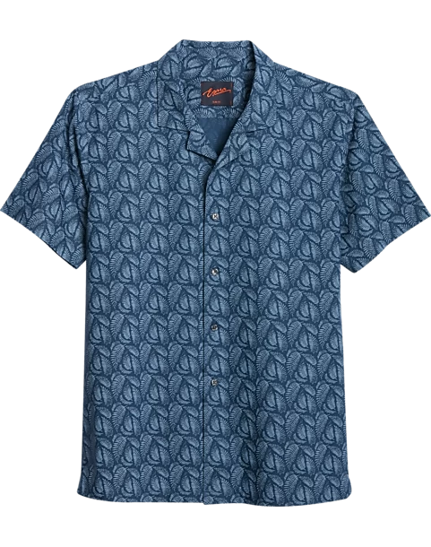 Egara Slim Fit Short Sleeve Sport Shirt, Navy Fern 3 Egara Slim Fit Short Sleeve Sport Shirt, Navy Fern