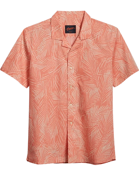 Egara Slim Fit Short Sleeve Sport Shirt, Coral Palmetto 3 Egara Slim Fit Short Sleeve Sport Shirt, Coral Palmetto
