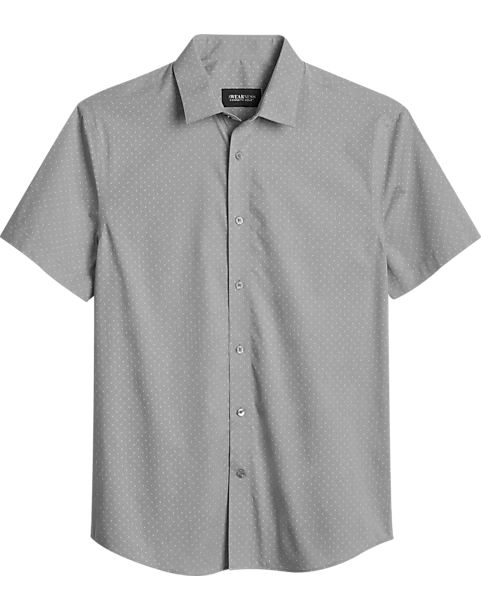 Awearness Kenneth Cole Slim Fit Short Sleeve Sport Shirt, Light Gray Geo 3 Awearness Kenneth Cole Slim Fit Short Sleeve Sport Shirt, Light Gray Geo