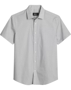 Awearness Kenneth Cole Slim Fit Short Sleeve Sport Shirt, White Micro Dot