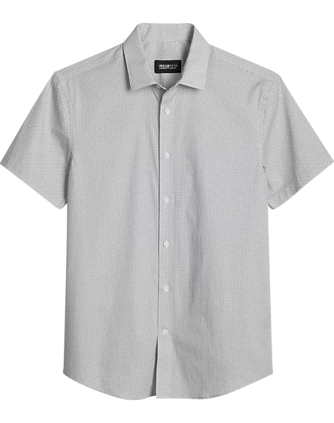 Awearness Kenneth Cole Slim Fit Short Sleeve Sport Shirt, White Micro Dot 3 Awearness Kenneth Cole Slim Fit Short Sleeve Sport Shirt, White Micro Dot